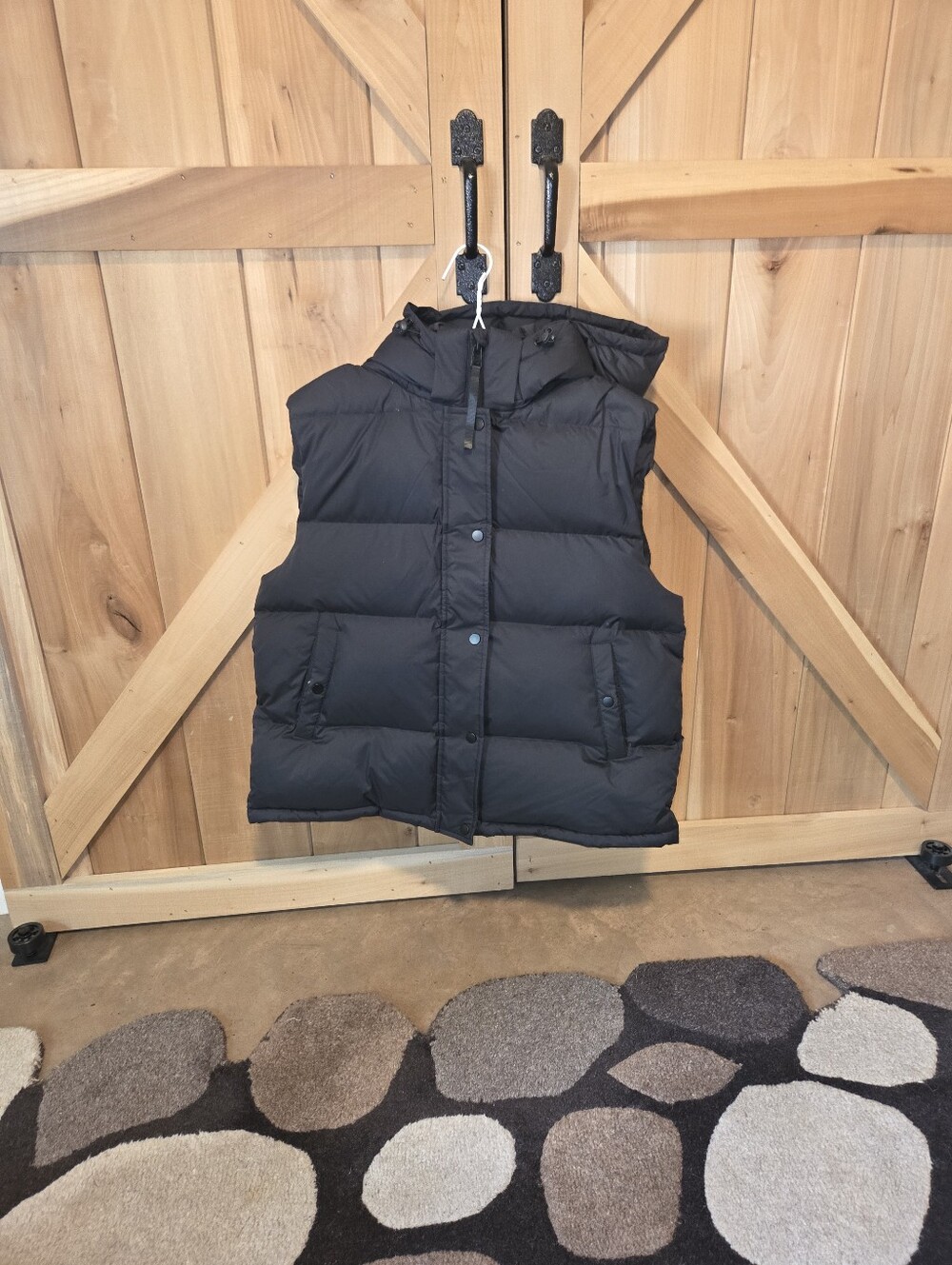 Quince Womens Black Down Puffer Vest XL Hood